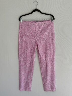 ROBELL Women’s Size 10 Pink & White Cheetah Print Slim Fit Cropped Pants